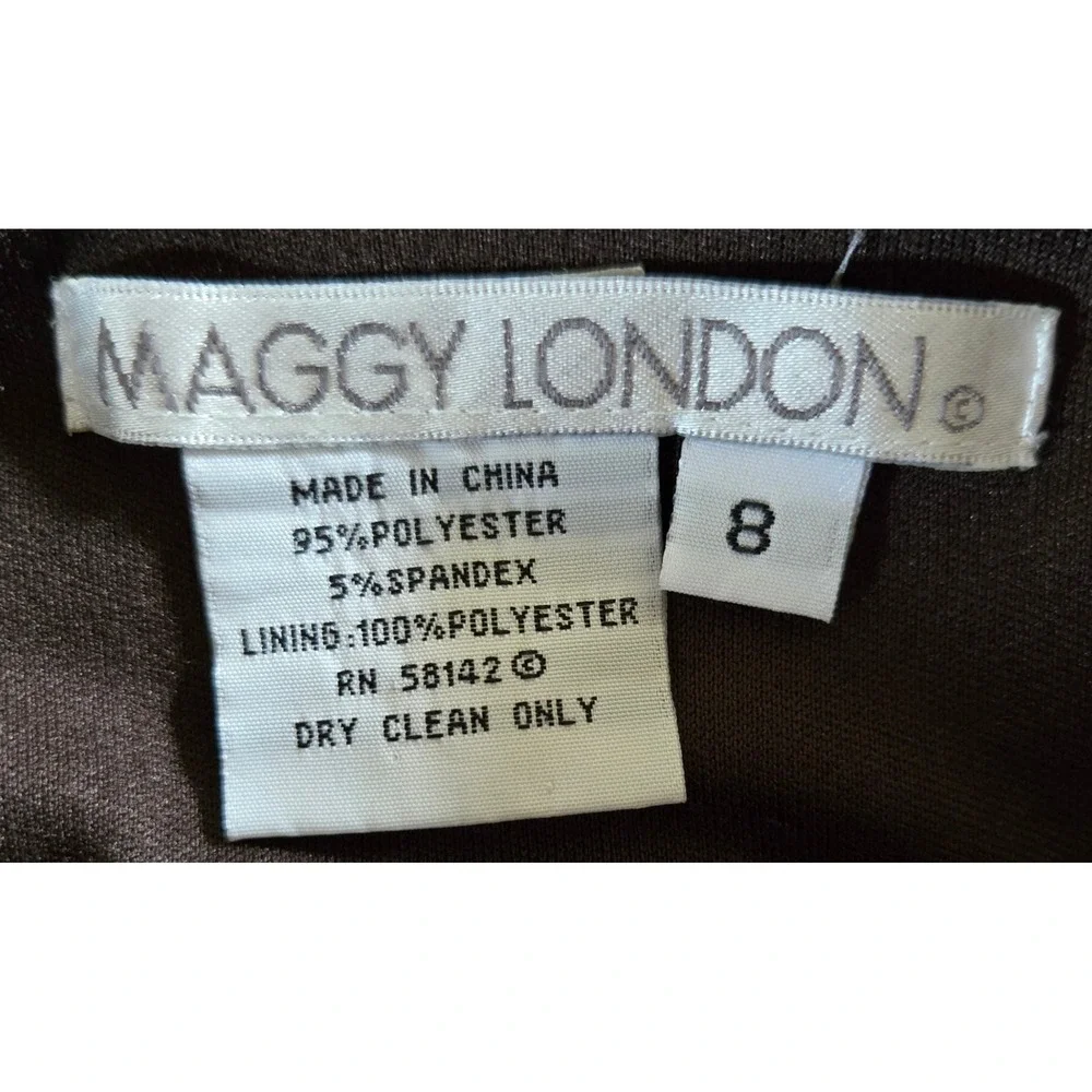 Chic Pink Black Maggy London Sz 8 Medallion Empire Waist V-Neck Jersey Dress